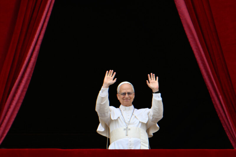 Pope Leo XIV waves to the crowd at the Vatican on 11 May 2025.
